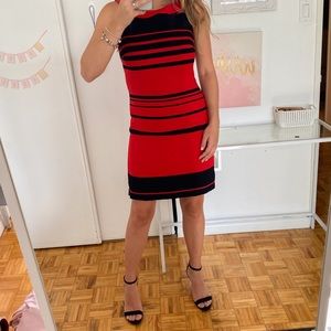 Banana Republic Red and Black Striped Dress